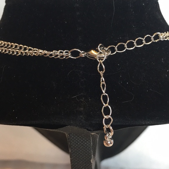 Asymmetrical Silver Tone Double Layer Necklace - Picture 4 of 7